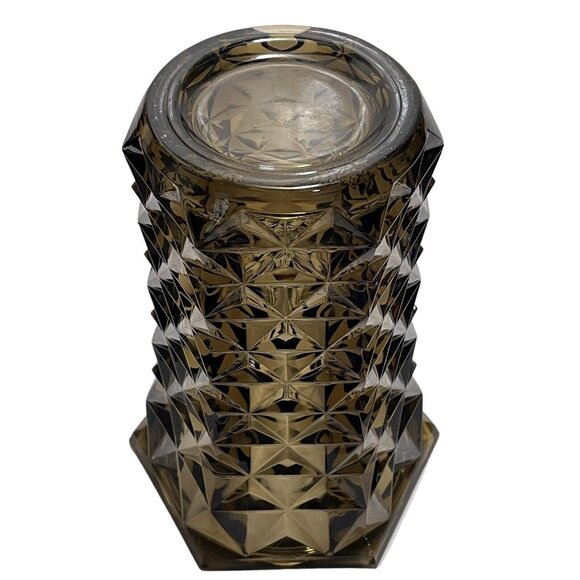 Vintage 1960s French Massive Geometrical Brutalist Smokey Gray Pressed Glass - Picture 9 of 11